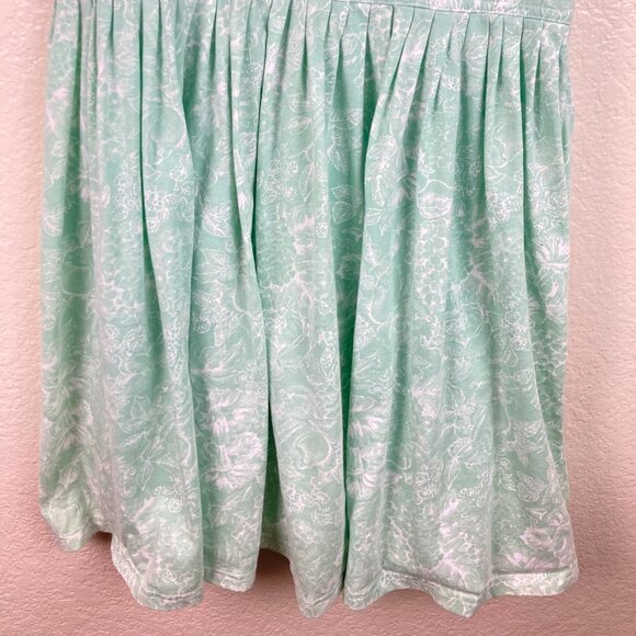 Laura Ashley Vintage Green & White Midi Pullover Drop Waist Sun Dress Sz S/M - Picture 3 of 9